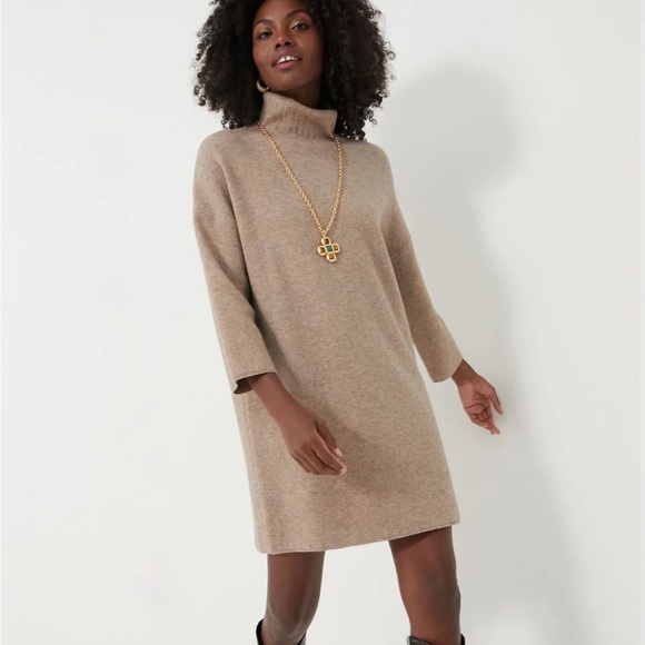 TUCKERNUCK Cozy Camel Turtleneck Sweater Dress NWT - Picture 1 of 12